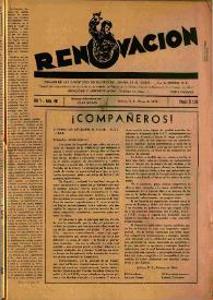 Portada:Renovación (México D. F.) : Órgano de la Federación de Juventudes Socialistas de España. Año V, núm. 40, marzo de 1949