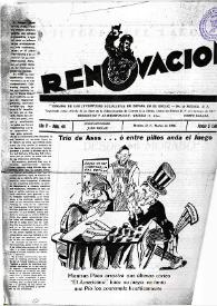 Portada:Renovación (México D. F.) : Órgano de la Federación de Juventudes Socialistas de España. Año V, núm. 44, marzo de 1950
