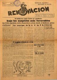 Portada:Renovación (Toulouse) : Boletín de Información de la Federación de Juventudes Socialistas de España. Núm. 80, 23 de febrero de 1947