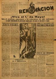 Portada:Renovación (Toulouse) : Boletín de Información de la Federación de Juventudes Socialistas de España. Núm. 90, 4 de mayo de 1947