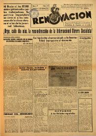Portada:Renovación (Toulouse) : Boletín de Información de la Federación de Juventudes Socialistas de España. Núm. 112, 19 de octubre de 1947