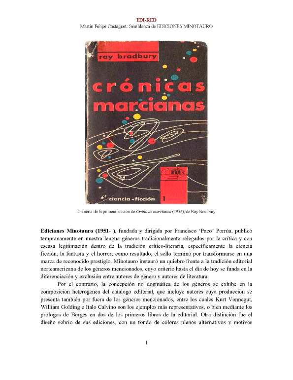 Editorial Minotauro (1955-) [Semblanza] / Martín Felipe Castagnet | Biblioteca Virtual Miguel de Cervantes