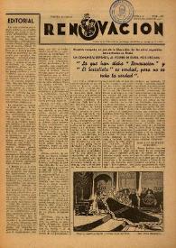 Portada:Renovación (Toulouse) : Boletín de Información de la Federación de Juventudes Socialistas de España. Núm. 138, junio de 1948