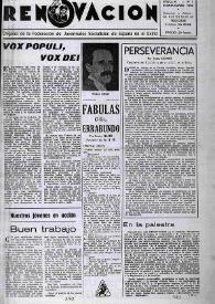 Portada:Renovación (Toulouse) : Boletín de Información de la Federación de Juventudes Socialistas de España. Núm. 1, enero-marzo de 1955