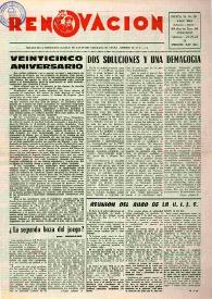 Portada:Renovación (Toulouse) : Boletín de Información de la Federación de Juventudes Socialistas de España. Núm. 28, abril de 1964