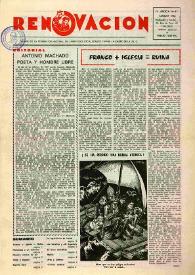 Portada:Renovación (Toulouse) : Boletín de Información de la Federación de Juventudes Socialistas de España. Núm. 47, marzo de 1966