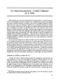 Portada:Un erasmista perulero: Toribio Galíndez de la Riba / Teodoro Hampe Martínez