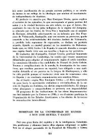 Portada:Homenaje de la Universidad de Madrid a don José Ortega y Gasset / Manuel Calvo Hernando