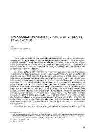 Portada:Les géographes orientaux des IXe et Xe siécles et Al-Andalus / par Georgette Cornu