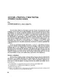 Azúcar, «trapigs» y dos textos árabes valencianos / Carmen Barceló y Ana Labarta | Biblioteca Virtual Miguel de Cervantes