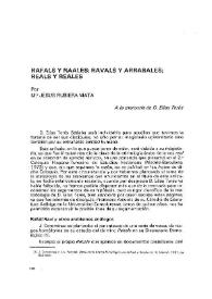 Portada:Rafals y raales; ravals y arrabales; reals y reales / por M.ª Jesús Rubiera Mata