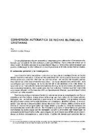 Portada:Conversión automática de fechas islámicas a cristianas / por María Luisa Ávila
