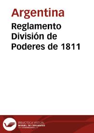 Portada:Reglamento División de Poderes de 1811