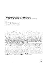 Portada:Bibliografía sobre temas árabes del Sharq Al-Andalus (Levante de Al-Andalus) / Por Mikel de Epalza y Francisco Franco Sánchez