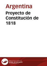 Portada:Proyecto de Constitución de 1818