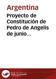 Portada:Proyecto de Constitución de Pedro de Angelis de junio de 1852