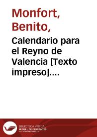 Portada:Calendario para el Reyno de Valencia. Año 1844