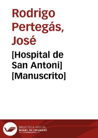 Portada:[Hospital de San Antoni] [Manuscrito]