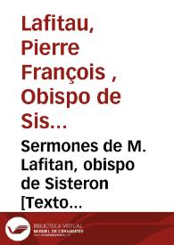 Portada:Sermones de M. Lafitan, obispo de Sisteron [Texto impreso]