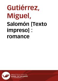 Portada:Salomón [Texto impreso] : romance