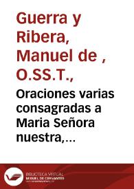 Portada:Oraciones varias consagradas a Maria Señora nuestra, Madre de Dios y de pecadores ...