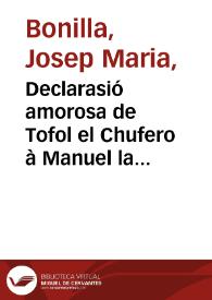 Portada:Declarasió amorosa de Tofol el Chufero à Manuel la Catalana 