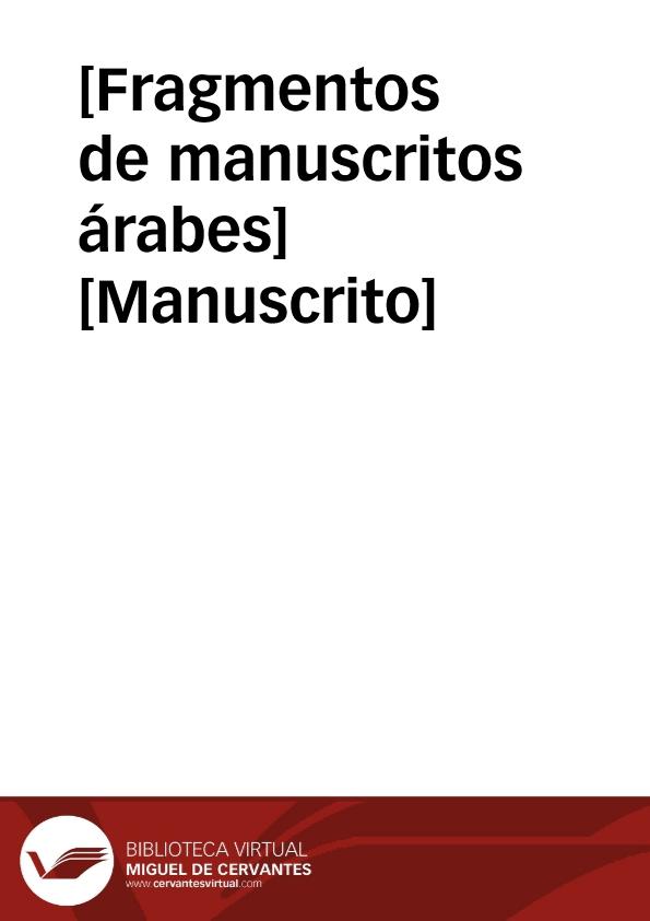 [Fragmentos de manuscritos árabes] [Manuscrito] | Biblioteca Virtual Miguel de Cervantes