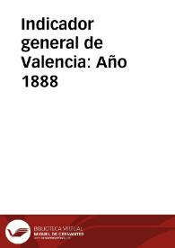Portada:Indicador general de Valencia. Año 1888