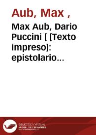 Portada:Max Aub, Dario Puccini: epistolario (1959-1972)