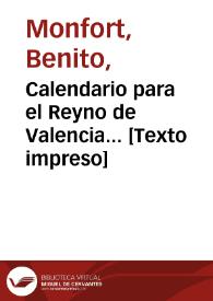 Portada:Calendario para el Reyno de Valencia...