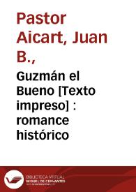 Portada:Guzmán el Bueno : romance histórico