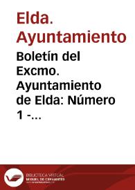 Portada:Boletín del Excmo. Ayuntamiento de Elda [Recurso electrónico]. Número 1 - mayo