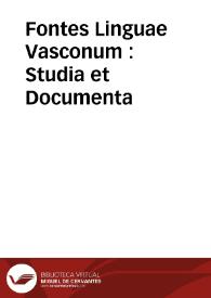 Portada:Fontes Linguae Vasconum : Studia et Documenta