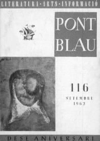 Portada:Pont blau : literatura, arts, informació. Any XI, núm. 116, setembre del 1962