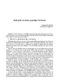 Por qué Alonso Zamora Vicente / Manuel Gil Esteve | Biblioteca Virtual Miguel de Cervantes
