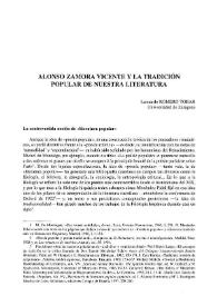 Alonso Zamora Vicente y la tradición popular de nuestra literatura / Leonardo Romero Tobar