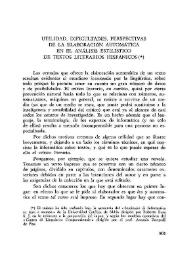 Utilidad, dificultades, perspectivas de la elaboración automática en el análisis estadístico de textos literarios hispánicos / Lucia Cerutti Vian | Biblioteca Virtual Miguel de Cervantes