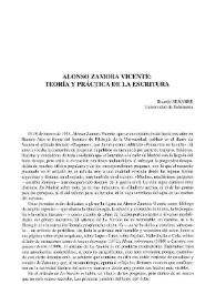 Alonso Zamora Vicente: teoría y práctica de la escritura / Ricardo Senabre | Biblioteca Virtual Miguel de Cervantes