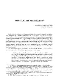 Portada:Relectura del regionalismo / Francisco José López Alfonso
