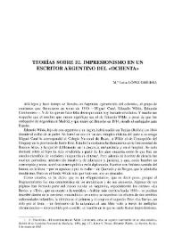 Portada:Teorías sobre el impresionismo en un escritor argentino del \"Ochenta\" / Mª Luisa López Grigera