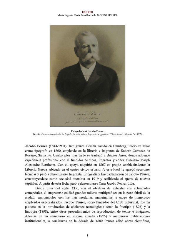 Jacobo Peuser (Camberg, 1843-1901) [Semblanza] / María Eugenia Costa | Biblioteca Virtual Miguel de Cervantes
