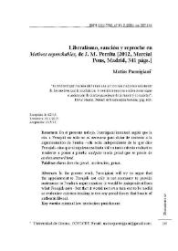 Portada:Liberalismo, sanción y reproche en \"Motivos reprochables\", de J. M. Peralta / Matías Parmigiani