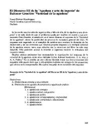 Más información sobre El Discurso III de la "Agudeza y arte de ingenio" de Baltasar Gracián: 'Variedad de la agudeza"  / Nancy Palmer Wardropper 