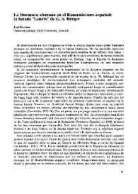 Portada:La literatura alemana en el Romanticismo español: la balada \"Lenore\" de G. A. Bürger  / José Escobar