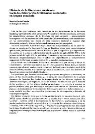 Portada:Historia de la literatura mexicana: hacia la elaboración de historias nacionales en lengua española / Beatriz Garza Cuarón