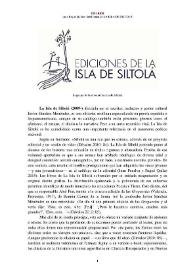 Portada:La Isla de Siltolá (2009-) [Semblanza] / Luis Bagué Quílez
