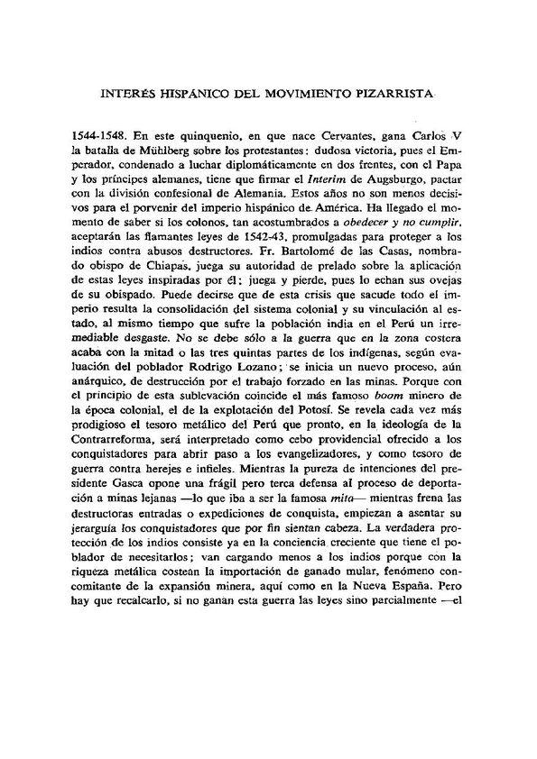 Interés hispánico del movimiento pizarrista (1544-48) / Marcel Bataillon | Biblioteca Virtual Miguel de Cervantes