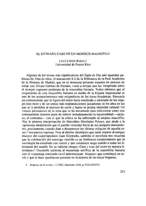 El extraño caso de un morisco "Maurófilo" / Luce López-Baralt | Biblioteca Virtual Miguel de Cervantes