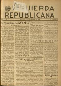 Portada:Izquierda Republicana. Año V, núm. 42, 10 de septiembre de 1948