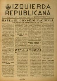 Portada:Izquierda Republicana. Año VIII, núm. 59, abril de 1950